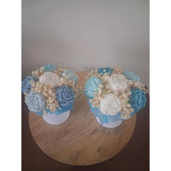 Bouquet lotus blanc et coton